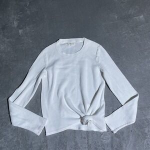 Madewell Shirt Womens Small White Long Sleeve Tie Ribbed‎ Academia Preppy